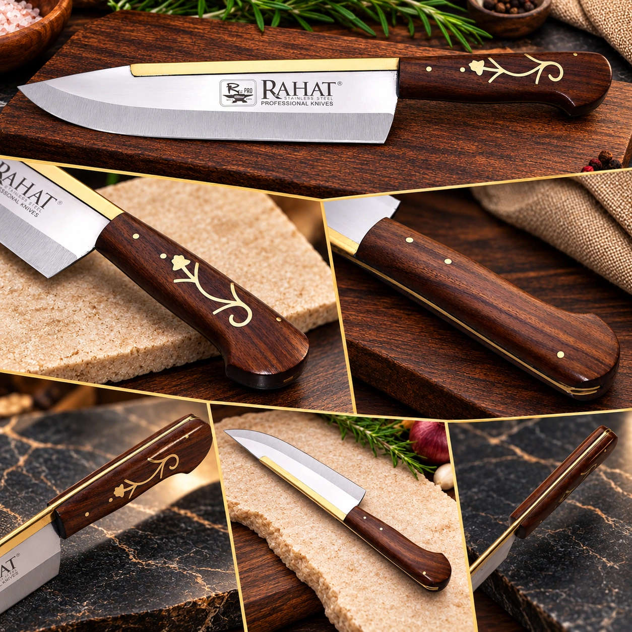 Legacy Gold 10-Inch Handcrafted Butcher Knife - SUS420J2 Stainless Steel, Floral Wood Handle