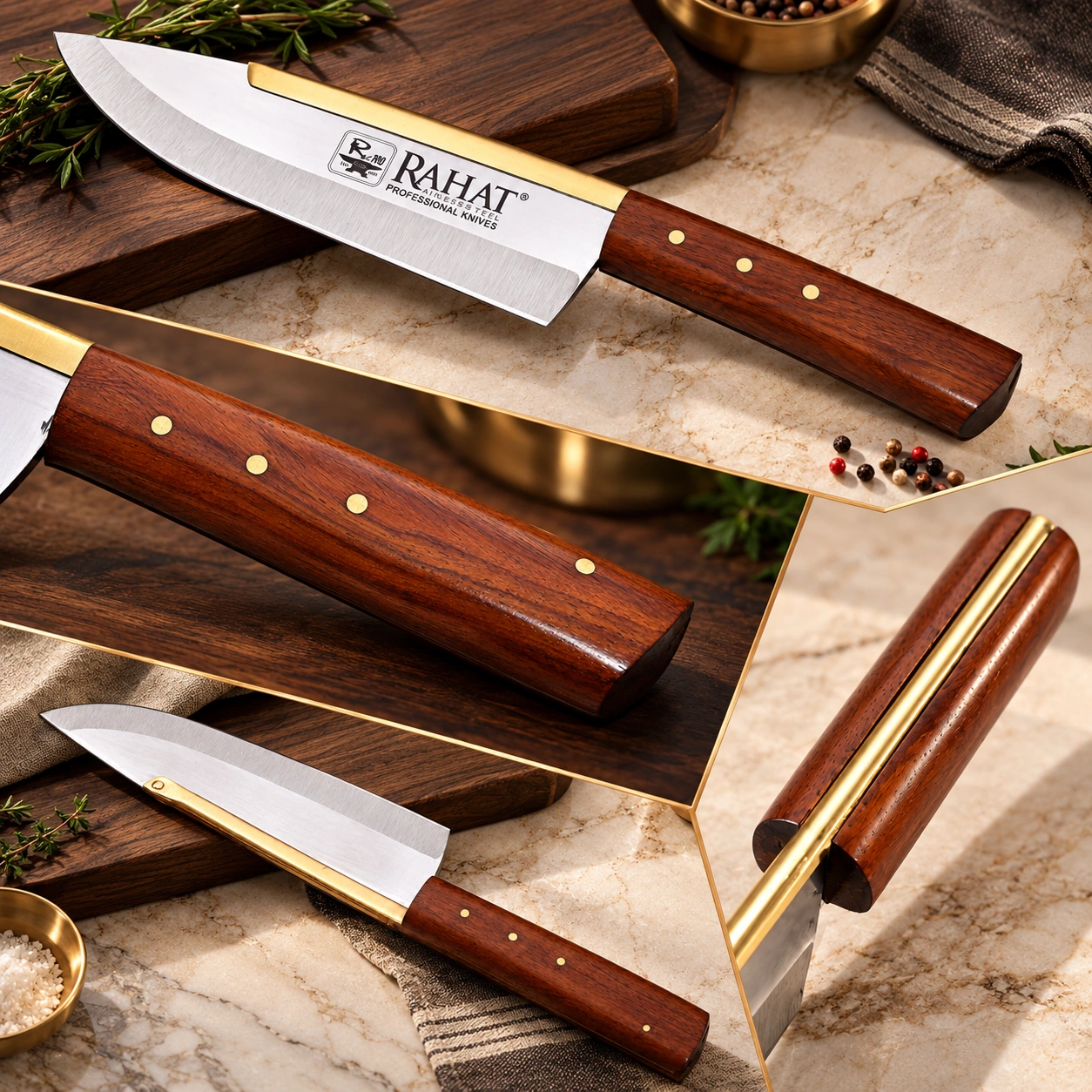 Rahat Prime Gold 8" Handcrafted Butcher Knife - SUS420J2 Steel & Tali Wood Handle