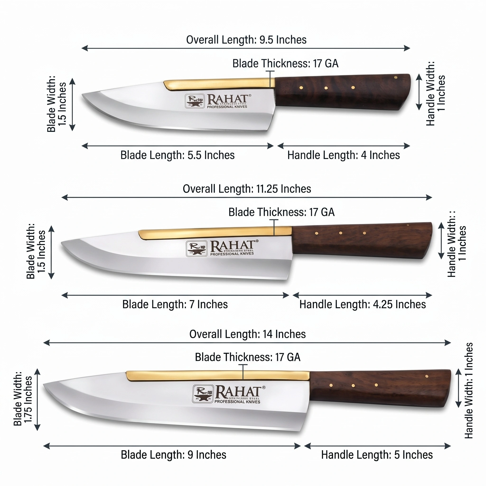 Rahat Prime Gold 8" Handcrafted Butcher Knife - SUS420J2 Steel & Tali Wood Handle