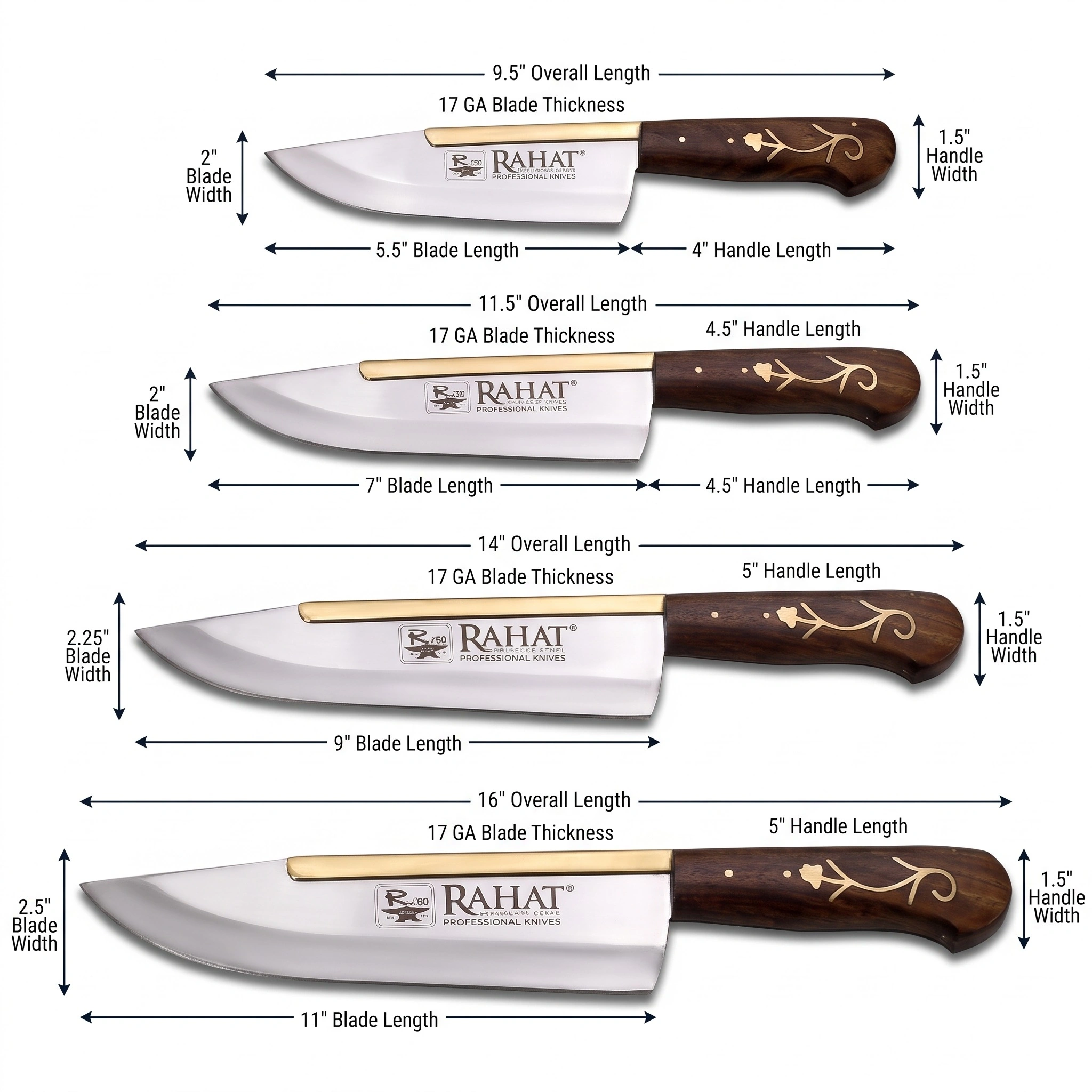 Legacy Gold 10-Inch Handcrafted Butcher Knife - SUS420J2 Stainless Steel, Floral Wood Handle